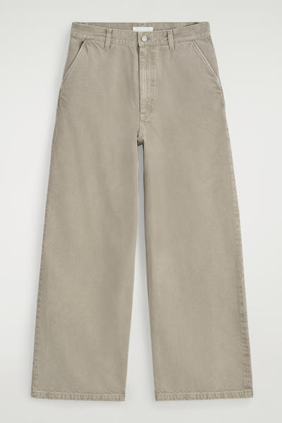 Wide-leg denim trousers